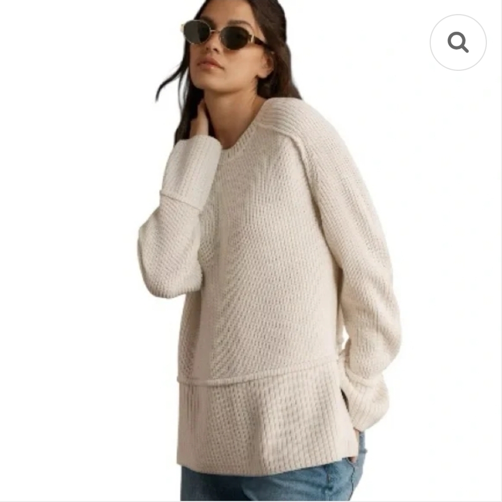 Anthropologie Pilcro Chunky Sweater 100% Acrylic Cream Crew Neck Women’s XS